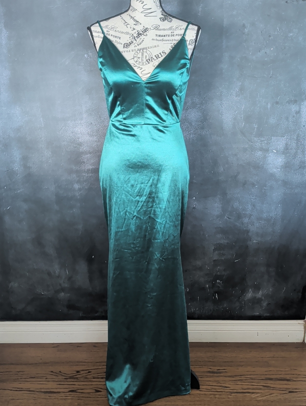 Elegant Emerald Green Satin Slip Dress